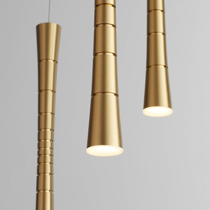 Oxygen Lighting Sabre 5 Light Pendant, Aged Brass