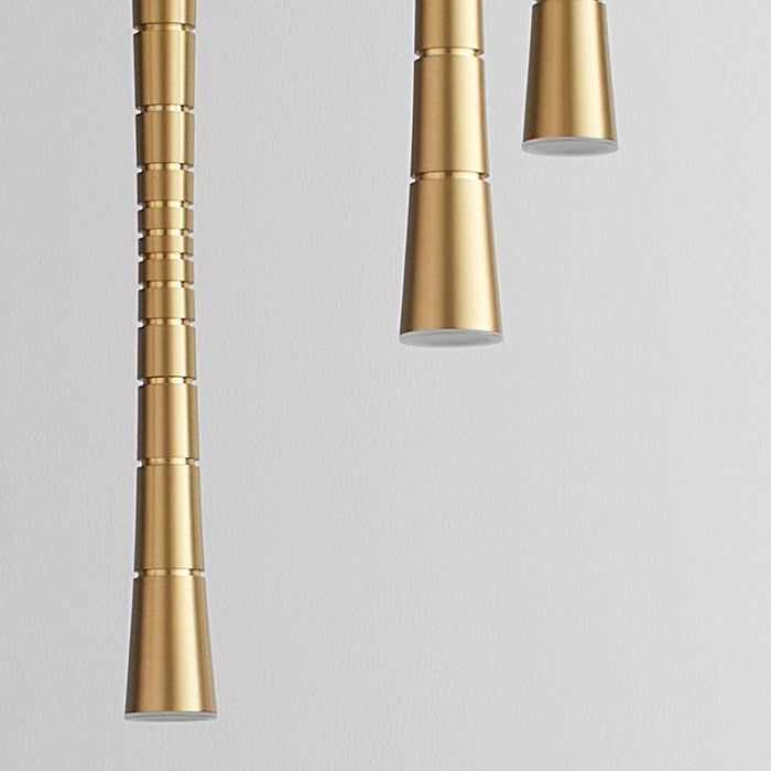 Oxygen Lighting Sabre 5 Light Pendant, Aged Brass