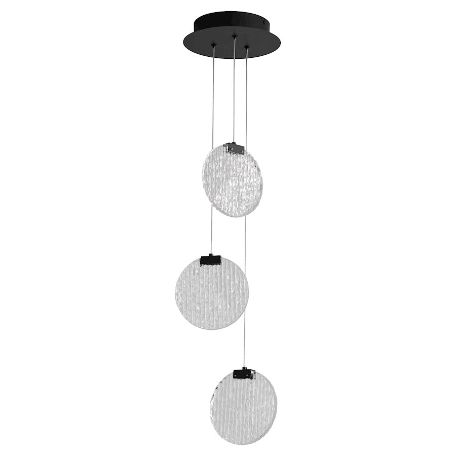 Oxygen Lighting Axiom 3 Light Pendant, Black - 3-6050-15