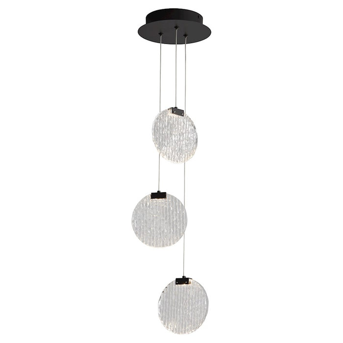 Oxygen Lighting Axiom 3 Light Pendant, Black