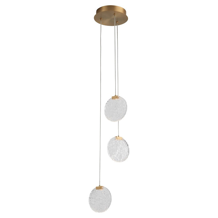 Oxygen Lighting Axiom 3 Light Pendant, Aged Brass - 3-6050-40