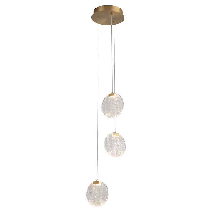 Oxygen Lighting Axiom 3 Light Pendant, Aged Brass