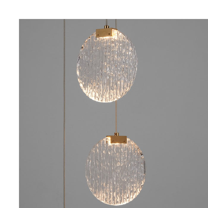 Oxygen Lighting Axiom 3 Light Pendant, Aged Brass