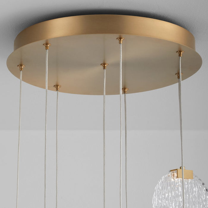 Oxygen Lighting Axiom 8 Light Pendant, Aged Brass