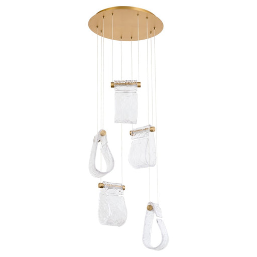 Oxygen Lighting Veer 5Lt 5Cct Pendant, Aged Brass - 3-6102-40