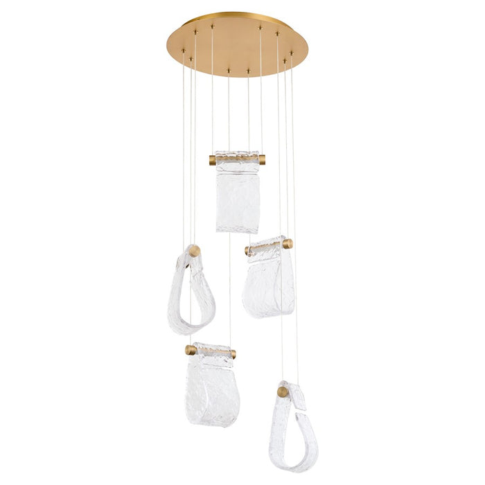 Oxygen Lighting Veer 5Lt 5Cct Pendant, Aged Brass - 3-6102-40