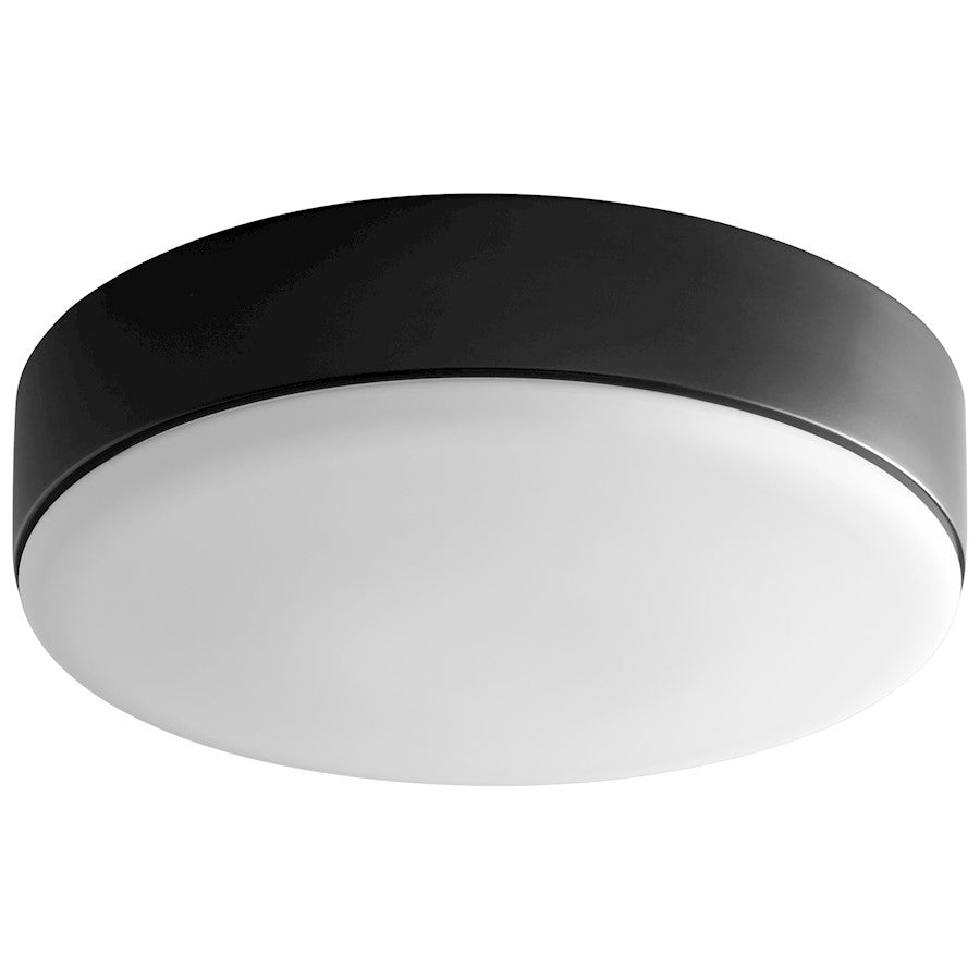 Oxygen Lighting Journey 1 Light 14" Flush Mount, Black/Satin Opal - 3-623-15