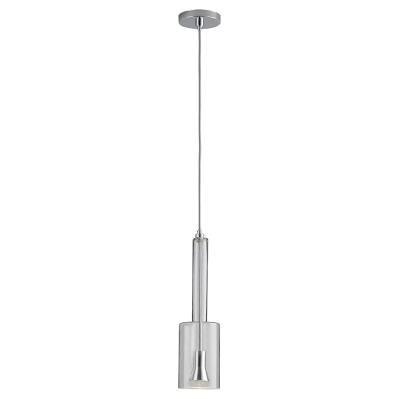 Oxygen Lighting Spindle 3500K Clear 120V Pendant, Polished Chrome