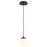 Oxygen Lighting Luna 1 Light 6" Pendant/2700K, Black/Satin Opal