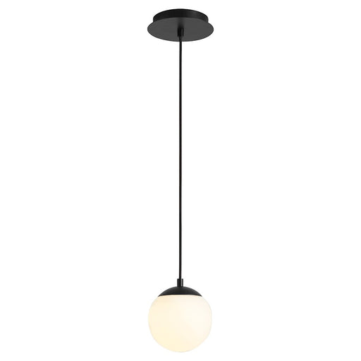 Oxygen Lighting Luna 1 Light 6" Pendant/2700K, Black/Satin Opal