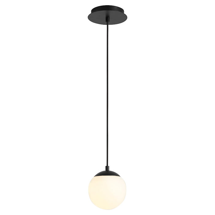 Oxygen Lighting Luna 1 Light 6" Pendant/2700K, Black/Satin Opal