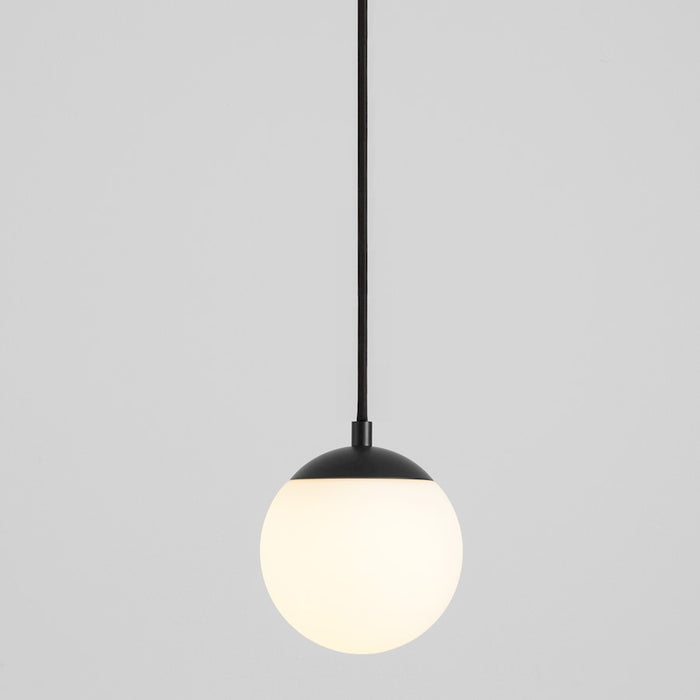Oxygen Lighting Luna 1 Light 6" Pendant/2700K, Black/Satin Opal