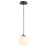 Oxygen Lighting Luna 1 Light 8" Pendant, Black/Satin Opal