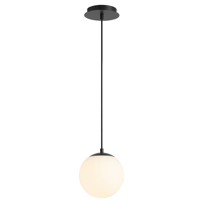 Oxygen Lighting Luna 1 Light 8" Pendant, Black/Satin Opal