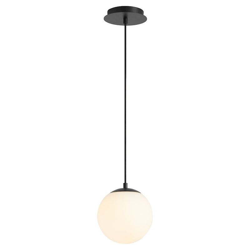 Oxygen Lighting Luna 1 Light 8" 2715 Pendant, Black/Satin Opal