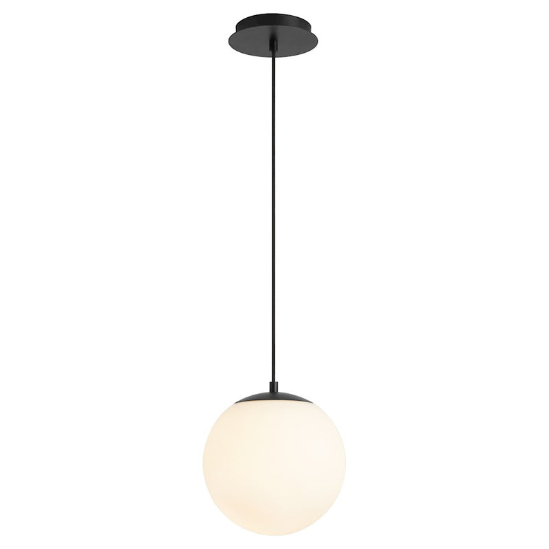 Oxygen Lighting Luna 1 Light 10" Pendant/3000K, Black/Satin Opal