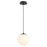 Oxygen Lighting Luna 1 Light 10" Pendant/3000K, Black/Satin Opal