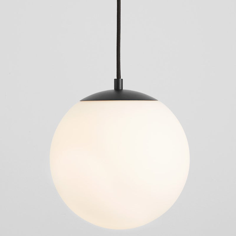 Oxygen Lighting Luna 1 Light 10" Pendant/3000K, Black/Satin Opal