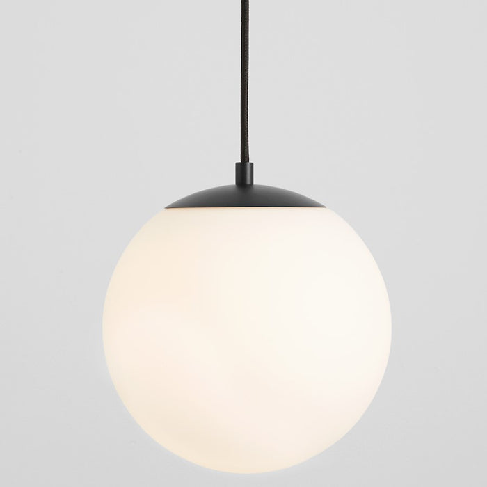 Oxygen Lighting Luna 1 Light 10" Pendant/3000K, Black/Satin Opal