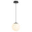 Oxygen Lighting Luna 1 Light 10" Pendant/3500K, Black/Satin Opal