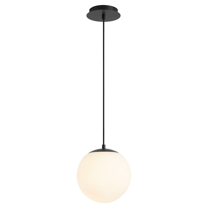 Oxygen Lighting Luna 1 Light 10" Pendant/3500K, Black/Satin Opal