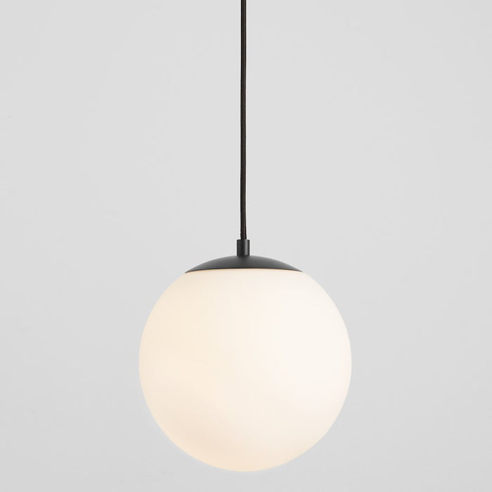 Oxygen Lighting Luna 1 Light 10" Pendant/3500K, Black/Satin Opal