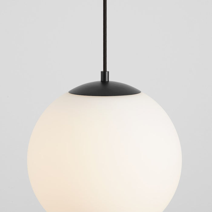 Oxygen Lighting Luna 1 Light 12" Pendant/2700K, Black/Satin Opal