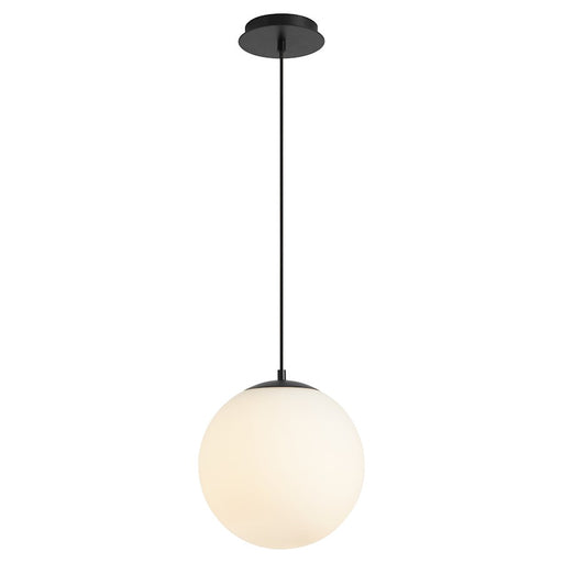 Oxygen Lighting Luna 1 Light 12" Pendant/4000K, Black/Satin Opal