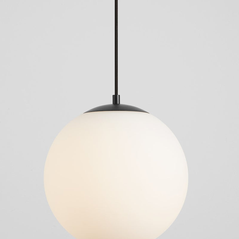 Oxygen Lighting Luna 1 Light 12" Pendant/4000K, Black/Satin Opal
