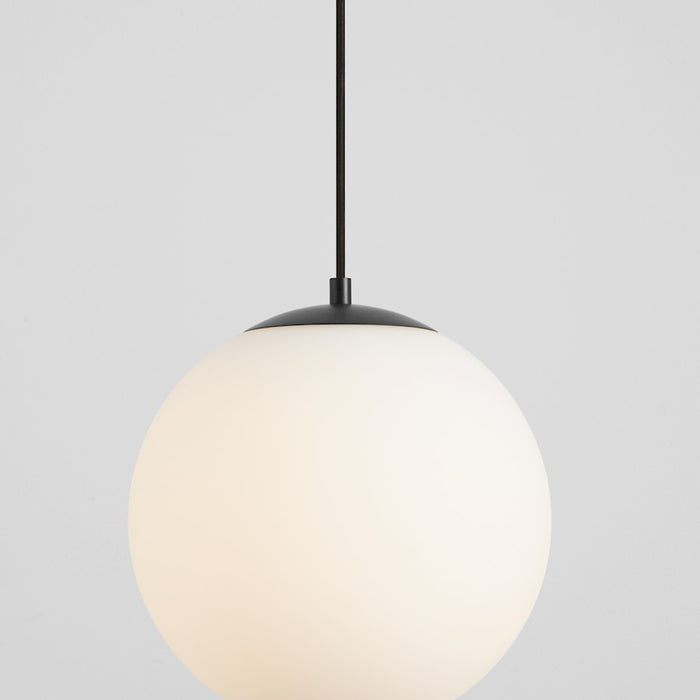 Oxygen Lighting Luna 1 Light 12" Pendant/4000K, Black/Satin Opal