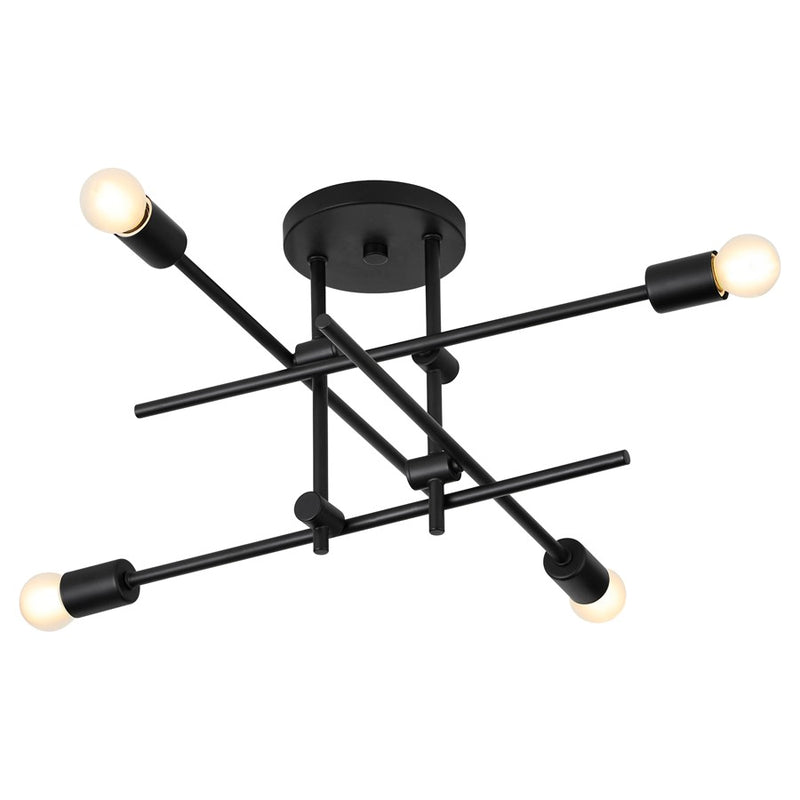 Oxygen Lighting Mika 4Lt Semi Flush, Black