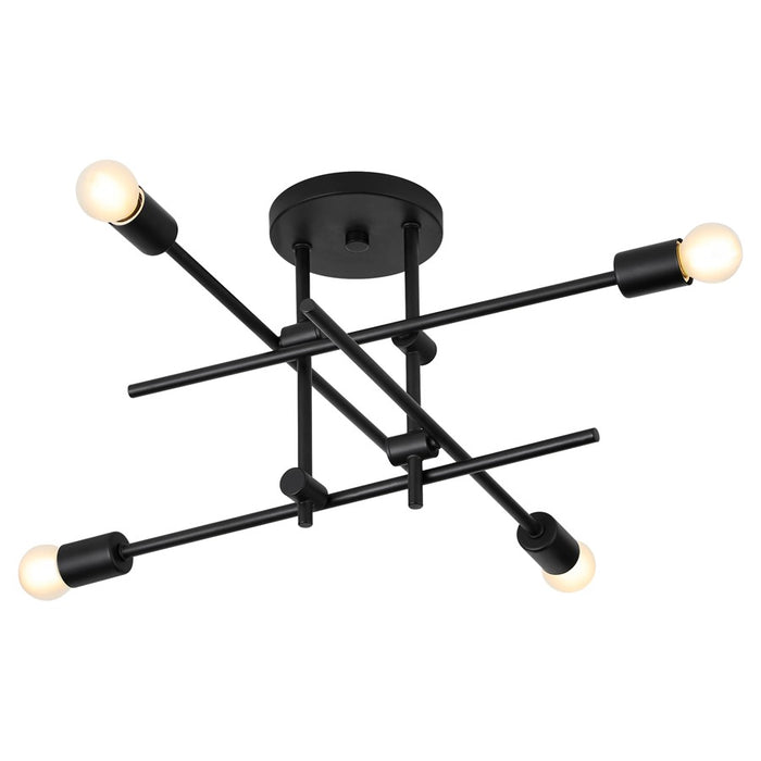 Oxygen Lighting Mika 4Lt Semi Flush, Black