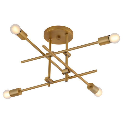 Oxygen Lighting Mika 4Lt Semi Flush, Brushed Brass