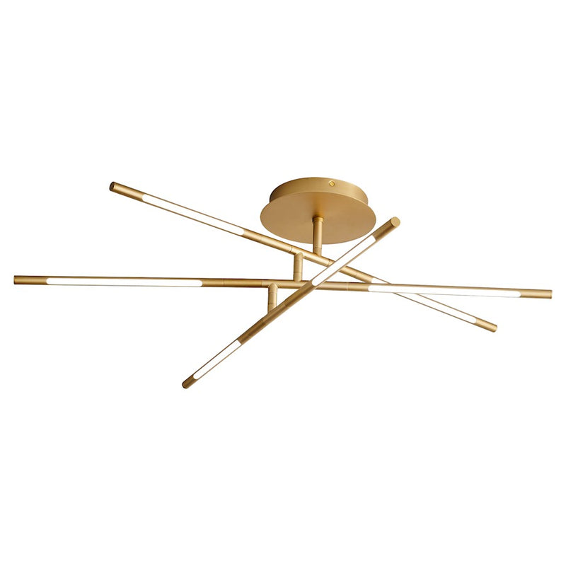 Oxygen Lighting Palillos 6 Light Flush Mount, Aged Brass