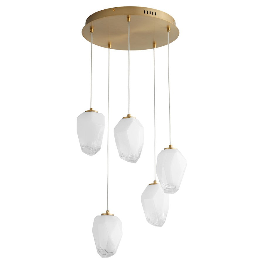 Oxygen Lighting Vivo 5 Light Pendant, Aged Brass - 3-810-40