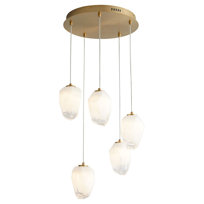 Oxygen Lighting Vivo 5 Light Pendant, Aged Brass