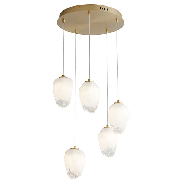 Oxygen Lighting Vivo 5 Light Pendant, Aged Brass