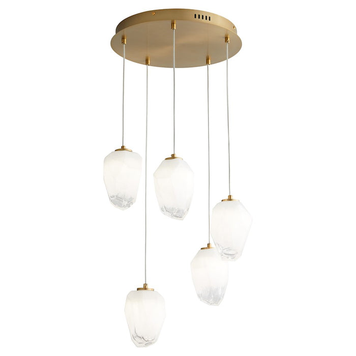 Oxygen Lighting Vivo 5 Light Pendant, Aged Brass