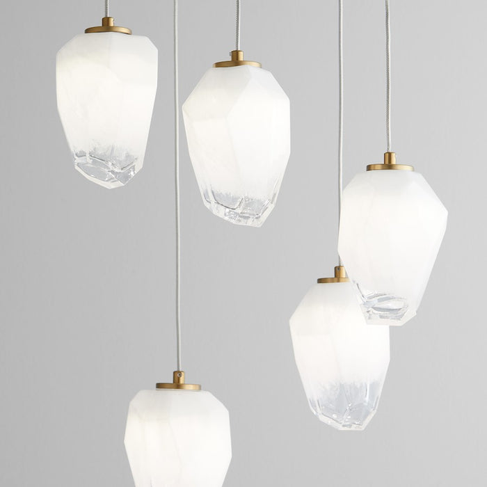 Oxygen Lighting Vivo 5 Light Pendant, Aged Brass