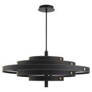 Oxygen Lighting Borealis 36" 5Cct Leather Pendant, Black - 3-892-15