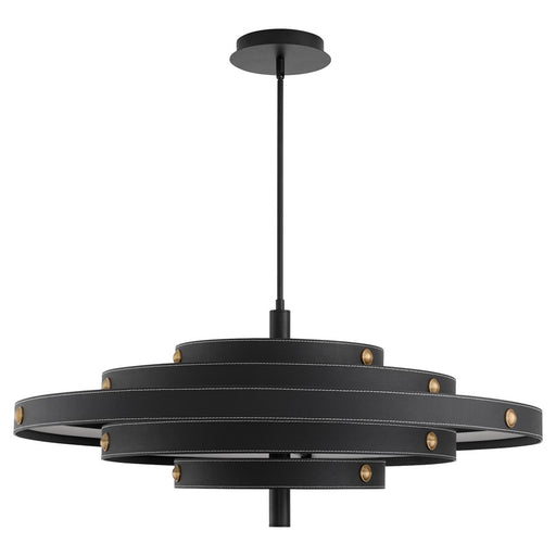 Oxygen Lighting Borealis 36" 5Cct Leather Pendant, Black - 3-892-15