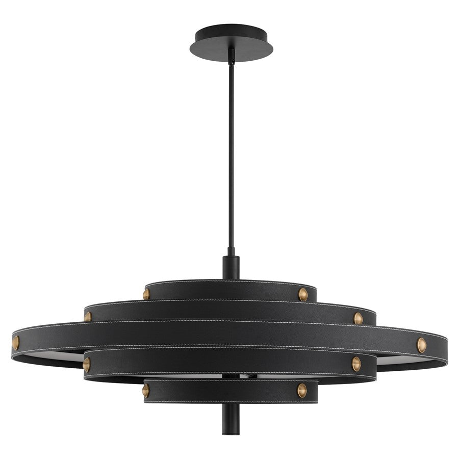 Oxygen Lighting Borealis 36" 5Cct Leather Pendant, Black - 3-892-15