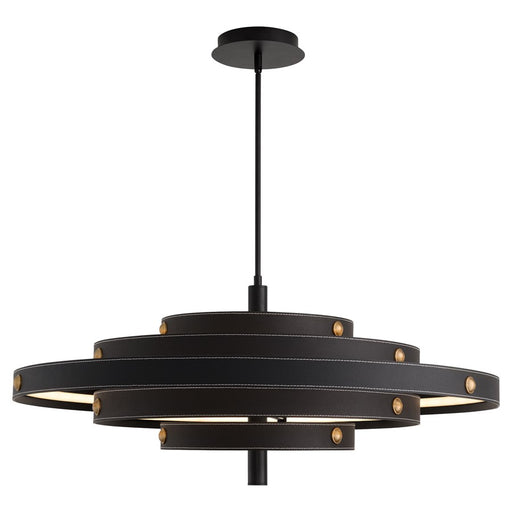 Oxygen Lighting Borealis 36" 5Cct Leather Pendant, Black