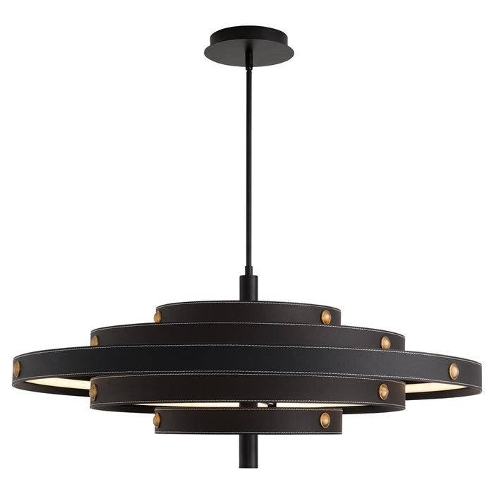 Oxygen Lighting Borealis 36" 5Cct Leather Pendant, Black