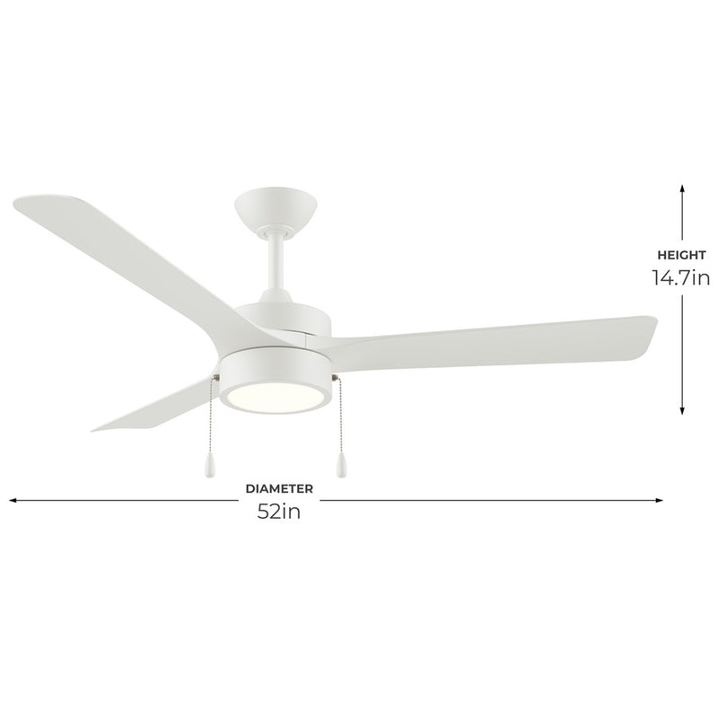 Progress Lighting Axion I 52" LED 1Lt Ceiling Fan, White/White