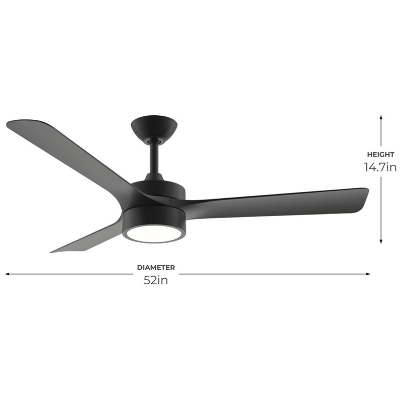 Progress Lighting Axion II 52" LED 1Lt Ceiling Fan, Black/Black