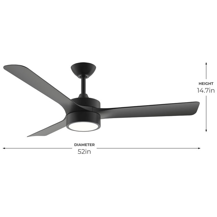Progress Lighting Axion II 52" LED 1Lt Ceiling Fan, Black/Black