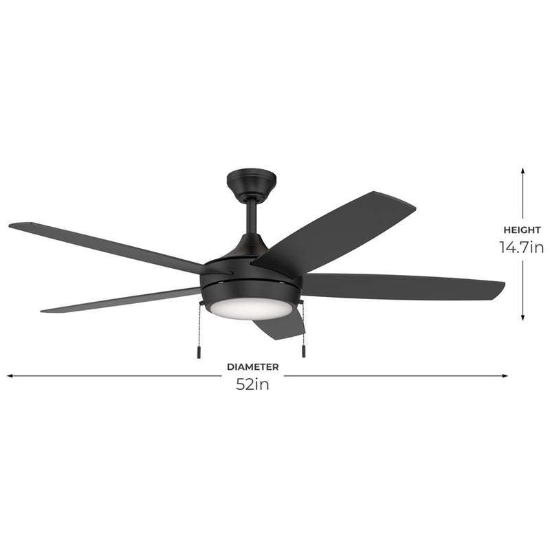 Progress Lighting Nolyn V 52" LED 1Lt Ceiling Fan, Black/Black