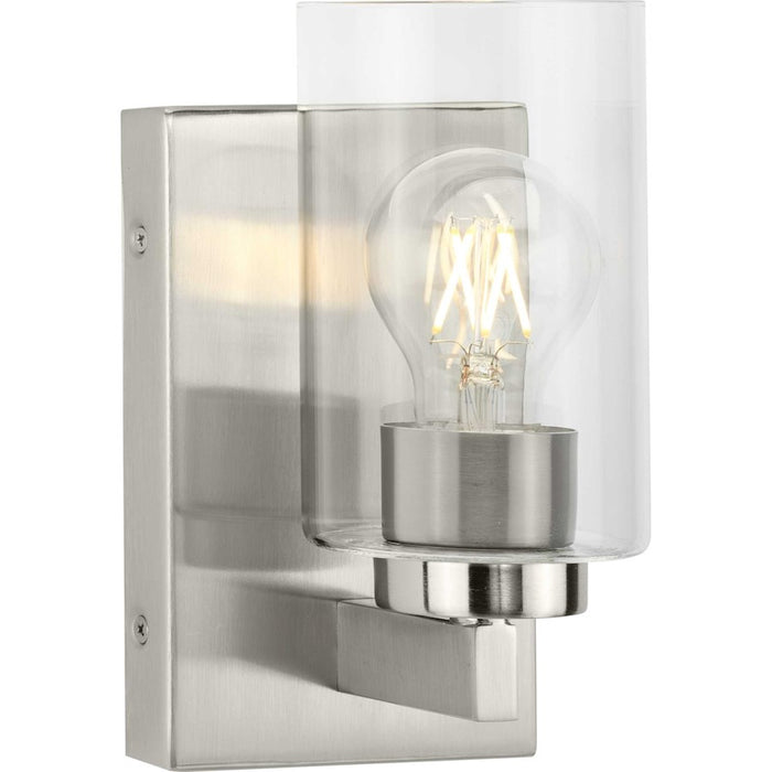 Progress Lighting Goodwin 1 Light Wall Sconce, Nickel/Clear - P300386-009