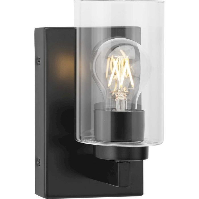 Progress Lighting Goodwin 1 Light Wall Sconce, Black/Clear - P300386-31M